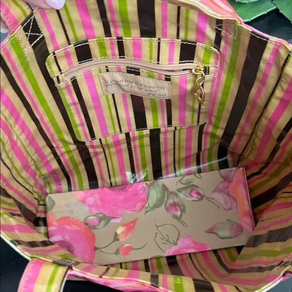 Gigi Hill Los Angeles floral tote handbag purse, pink rose everyday bag - Picture 8 of 9